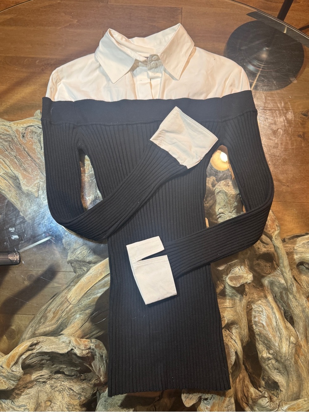 Layered Knitted button down - Picture 2 of 7